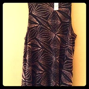 Sale! Black with gold metallic threading tank top